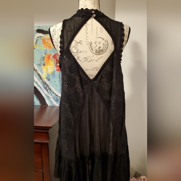Free People Black Sleeveless Casual Dress With Open Diamond Back, Size M - Picture 5 of 9